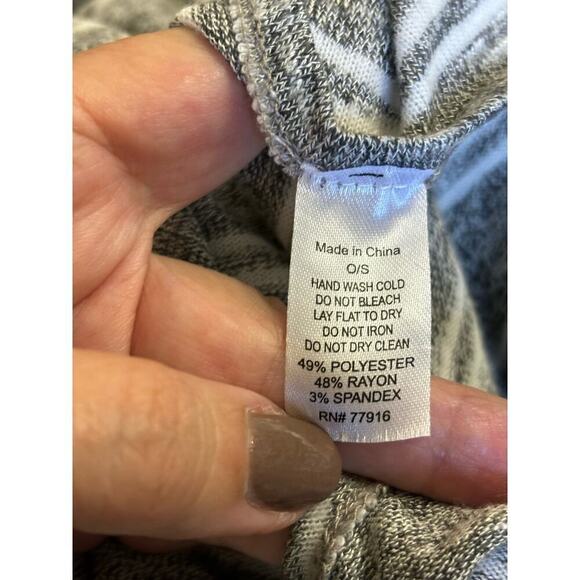 Saturday/Sunday gray/white striped poncho top, knit, one size, coastal, bohemian - Picture 5 of 5